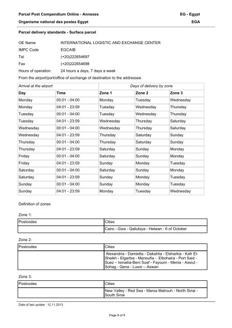 Egypt - Parcel Post Compendium