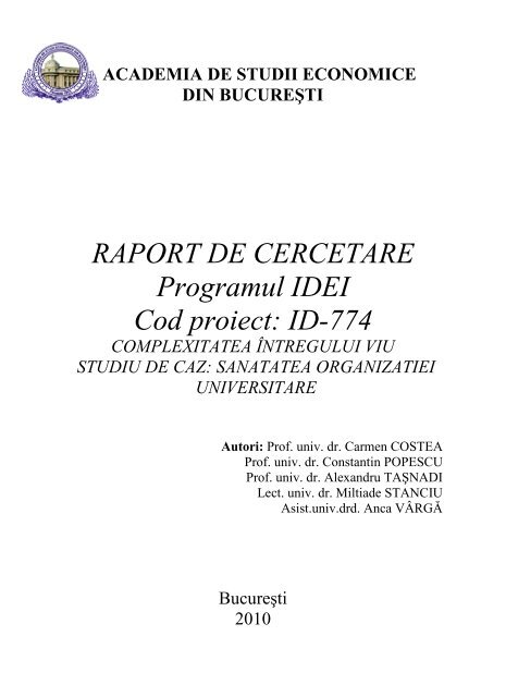 Raport de cercetare - Science.ase.ro - Academia de Studii Economice