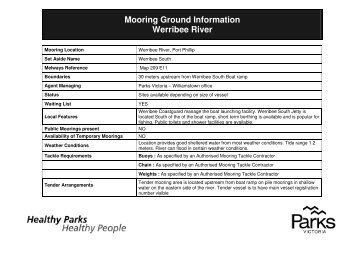 Mooring Ground Information Werribee River - Parks Victoria