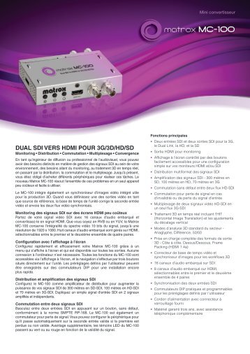 Dual SDI verS HDMI pour 3G/3D/HD/SD - Matrox