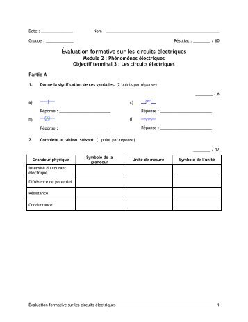 Ãvaluation formative sur les circuits Ã©lectriques - FacultÃ© des ...