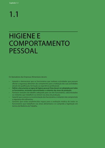 1.1 Higiene e Comportamento Pessoal - CÃ¢mara Municipal do Porto