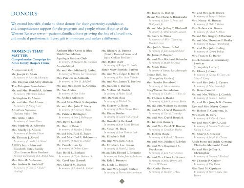 Download Donor List - Hospice of the Western Reserve