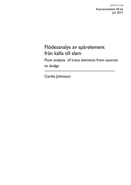 FlÃ¶desanalys av spÃ¥relement frÃ¥n kÃ¤lla till slam - DiVA