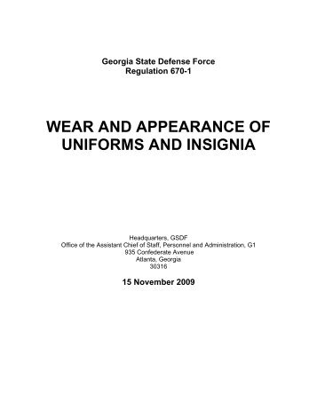 GSDF Reg 670-1 Update (15 Nov 09) - Georgia State Defense Force