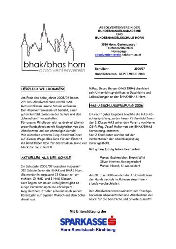 Rundschreiben September 2006 - BHAK/BHAS Horn