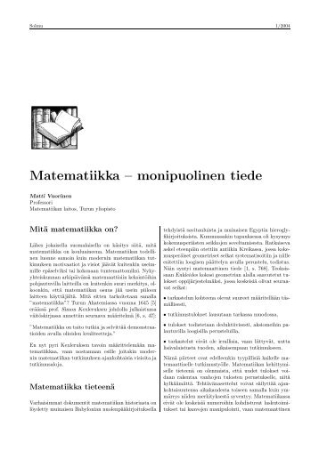 Matematiikka – monipuolinen tiede - Helsinki.fi