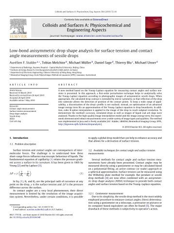 Low-bond axisymmetric drop shape analysis for surface tension ...