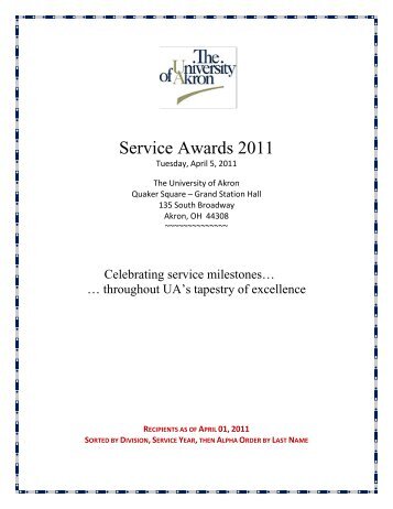 Service Awards 2011 - University of Akron