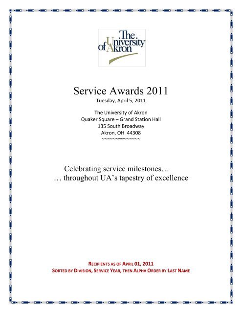 Service Awards 2011 - University of Akron