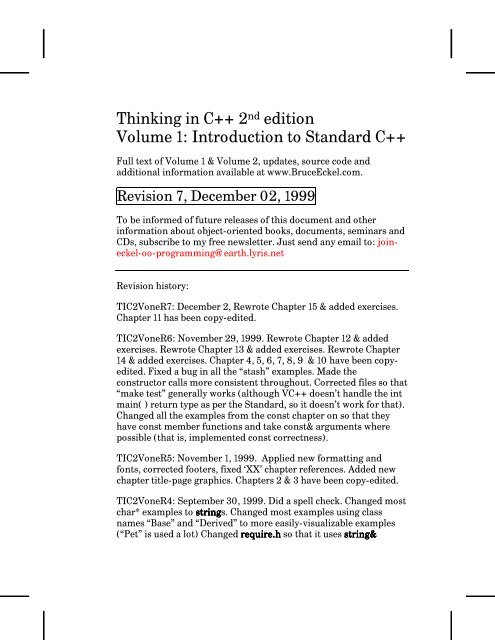 Thinking in C++ 2nd ed Volume 1 Revision 6