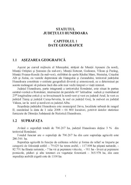 Proiect de hotarare privind aprobarea statutului - Consiliul Judetean ...