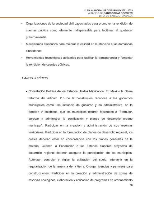 PLAN MUNICIPAL DE DESARROLLO - Secretaria de Finanzas