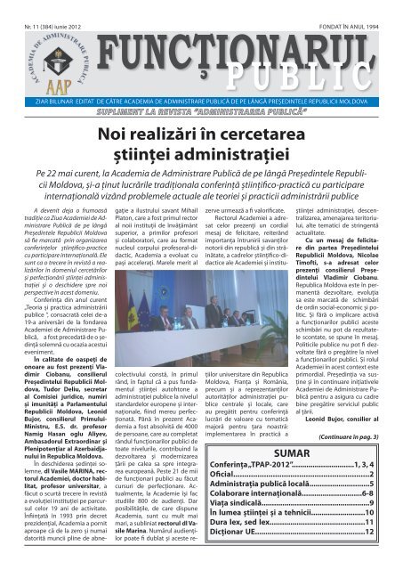 Ziarul Functionarul Public nr. 8 (381) aprilie 2012 - Academia de ...