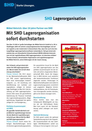 Mit SHD Lagerorganisation sofort durchstarten Möbel Heinrich