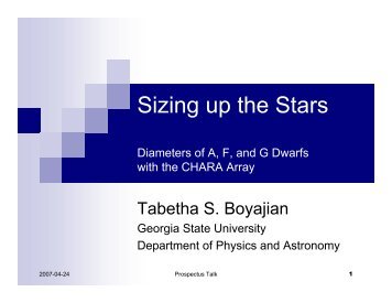 Sizing up the Stars - Department of Physics and Astronomy ...