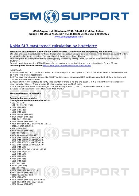 Nokia SL3 mastercode calculation by bruteforce - Universal GSM Box
