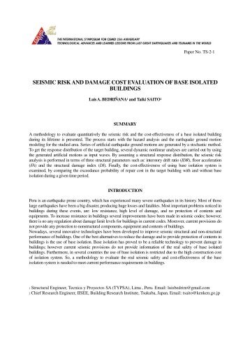 seismic risk and damage cost evaluation of base isolated buildings