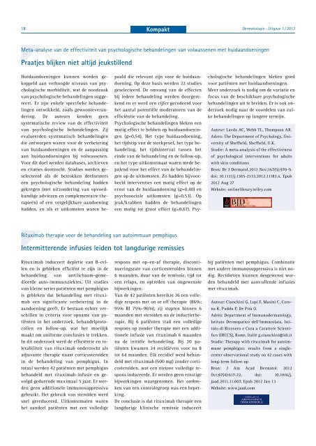 Uitgave 1 / 2013 Editor: dr. M.D. Njoo - Huidarts.com