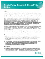 Public Policy Statement: Clinical Trial Ethics - Merck.com