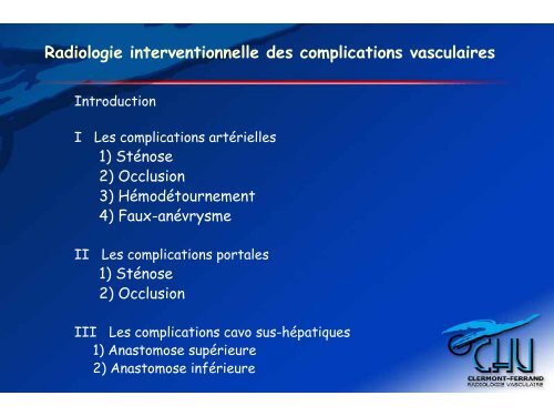 Radiologie interventionnelle et prise en charge des complications ...