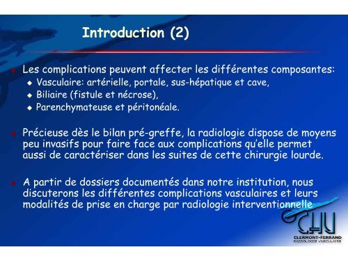 Radiologie interventionnelle et prise en charge des complications ...