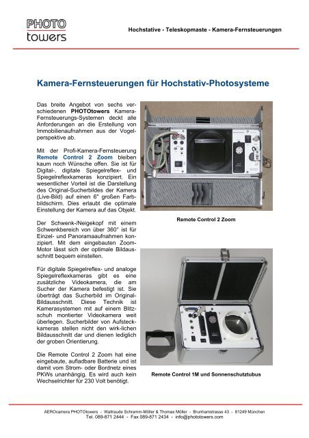 Kamera-Fernsteuerungen für Hochstativ-Photosysteme