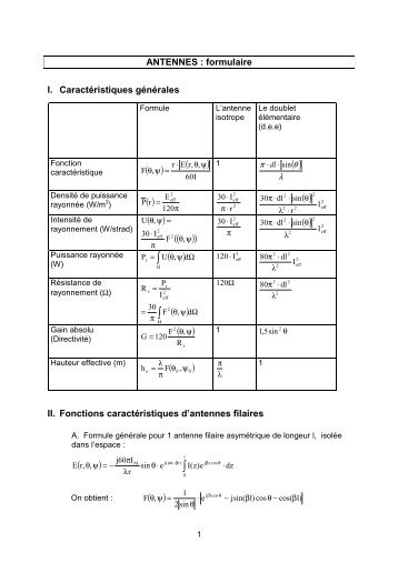 Formulaire Antennes