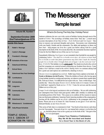 The Messenger - Temple Israel