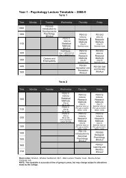 Year 1 - Psychology Lecture Timetable â 2008-9