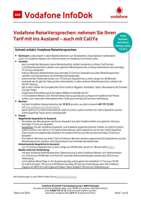 InfoDok 444: Vodafone ReiseVersprechen: nehmen Sie Ihren Tarif ...