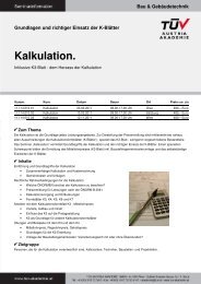 Kalkulation. - TÃV Austria Akademie