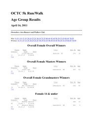 OCTC 5k Run/Walk Age Group Results