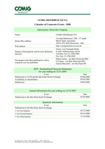 companhia energÃƒÂ©tica de minas gerais - Cemig - INFOinvest