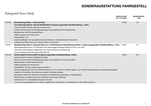 SONDERAUSSTATTUNg FAHRgESTELL Fahrgestell Iveco Daily