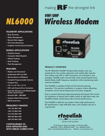 NL6000 Spec Sheet - RF Neulink
