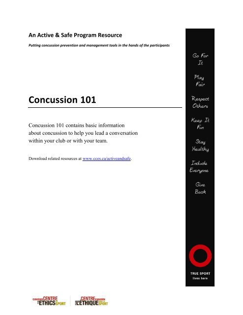 Concussion 101 - Canadian Centre for Ethics in Sport