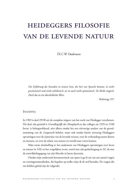 Heideggers filosofie van de levende natuur (pdf)