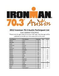 2012 Ironman 70.3 Austin Participant List