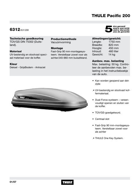 THULE Pacific 200 - PartsPoint