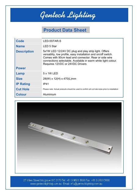 Product Data Sheet - Gentech Lighting