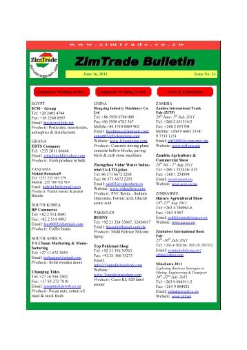 ZimTrade Bulletin 16 June 2011