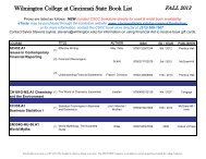 Book list - Cincinnati State courses - Wilmington College