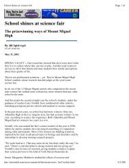 2 from Mt. Miguel Shines at Science Fair