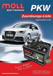 Zuordnungsliste PKW - MOLL Batterien