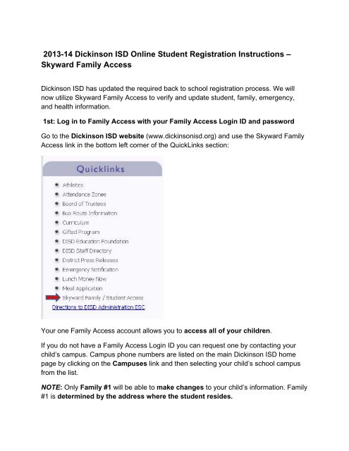 Skyward Family Access - Dickinson ISD