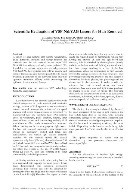 Scientific Evaluation of VSP Nd:YAG Lasers for Hair Removal - Fotona