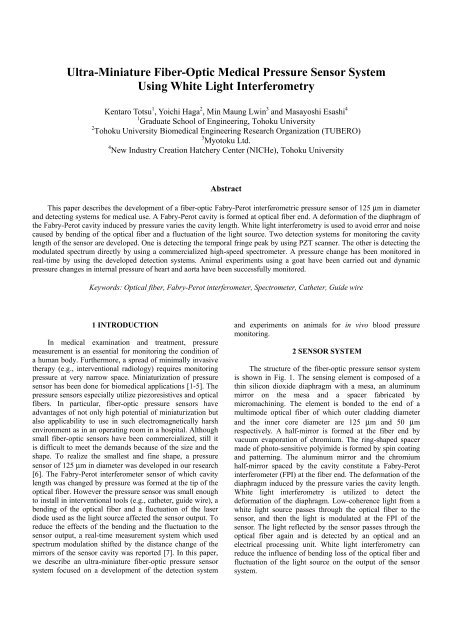 Ultra-Miniature Fiber-Optic Medical Pressure Sensor System Using ...