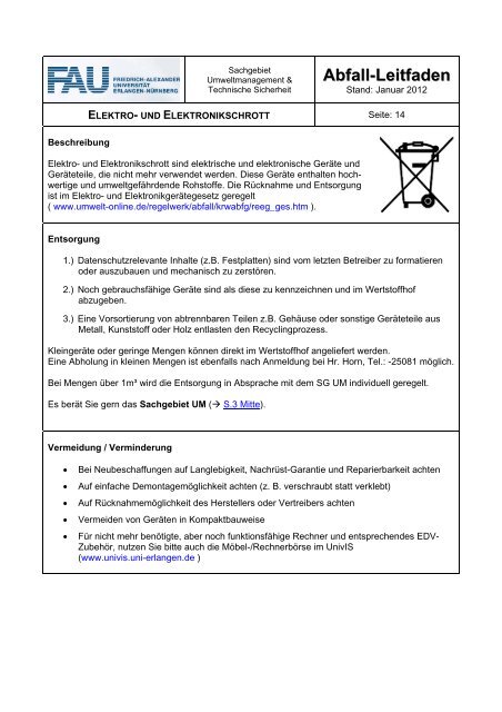 Abfall- Leitfaden - Sachgebiet Umweltmanagement und Technische ...