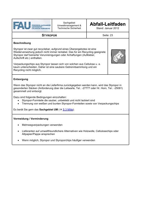 Abfall- Leitfaden - Sachgebiet Umweltmanagement und Technische ...